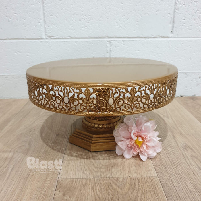 "VICTORIA" FOOTED CAKE STAND - ANTIQUE GOLD